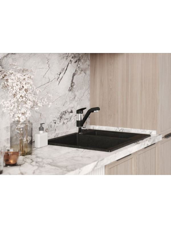 Кухонная мойка Polygran BRIG 620 космос черный металлик интерьер 2