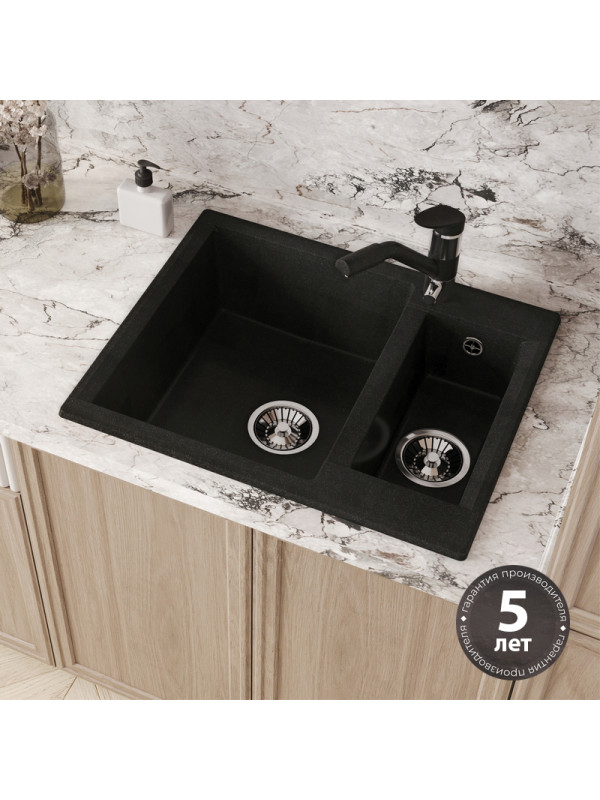 Кухонная мойка Polygran BRIG 620 космос черный металлик гарантия