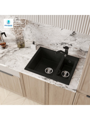 Кухонная мойка Polygran BRIG 620 космос черный металлик интерьер
