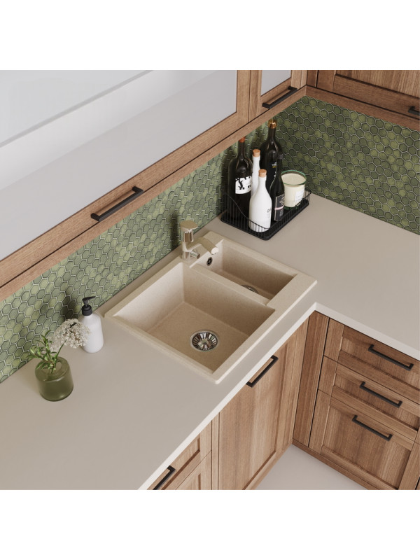 Кухонная мойка Polygran BRIG 620 кремовый интерьер 2