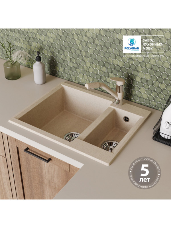 Кухонная мойка Polygran BRIG 620 кремовый гарантия