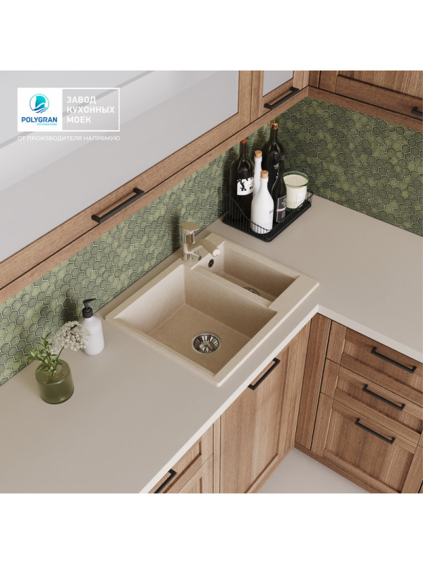 Кухонная мойка Polygran BRIG 620 кремовый интерьер