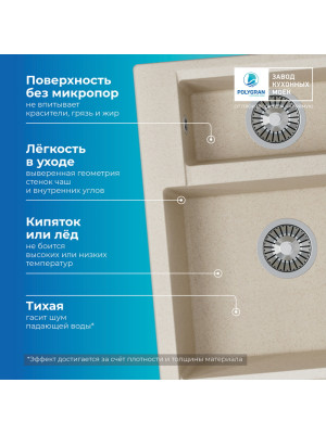 Кухонная мойка Polygran BRIG 620 кремовый преимущество