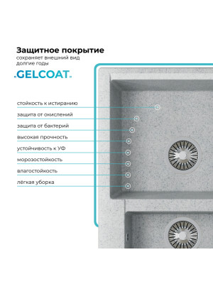 Кухонная мойка Polygran BRIG 620 светло-серый покрытие