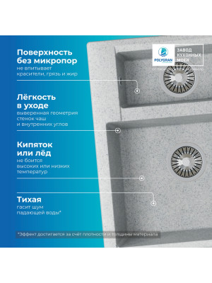 Кухонная мойка Polygran BRIG 620 светло-серый преимущества