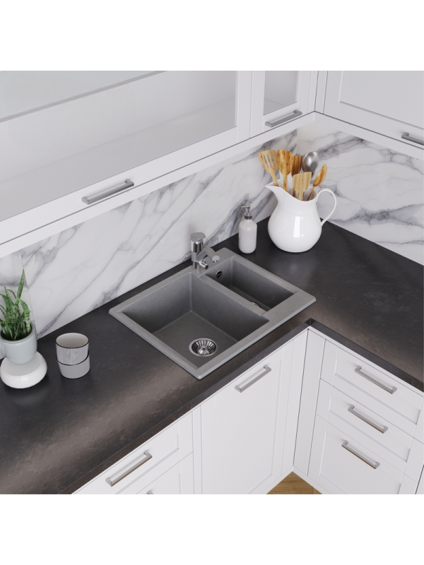 Кухонная мойка Polygran BRIG 620 серый интерьер