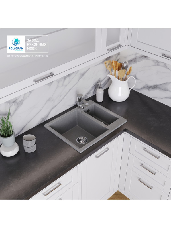 Кухонная мойка Polygran BRIG 620 серый интерьер