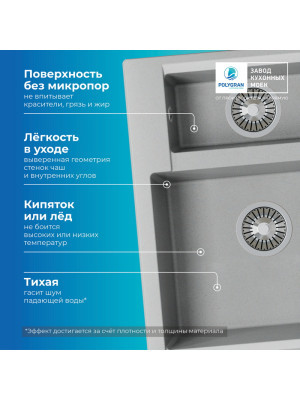 Кухонная мойка Polygran BRIG 620 серый преимущества