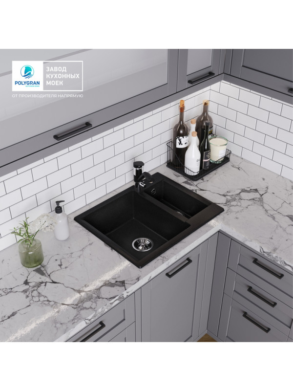 Кухонная мойка Polygran BRIG 620 черный интерьер