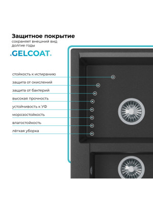 Кухонная мойка Polygran BRIG 620 черный покрытие