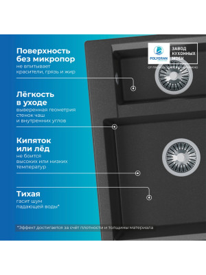 Кухонная мойка Polygran BRIG 620 черный преимущества