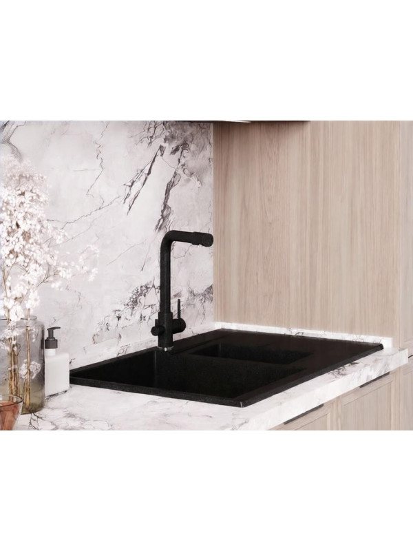 Кухонная мойка Polygran BRIG 770 космос черный металлик интерьер 3