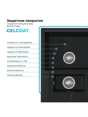 Кухонная мойка Polygran BRIG 770 космос черный металлик покрытие