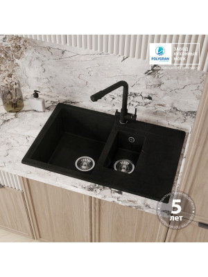 Кухонная мойка Polygran BRIG 770 космос черный металлик гарантия