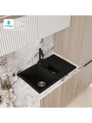 Кухонная мойка Polygran BRIG 770 космос черный металлик интерьер