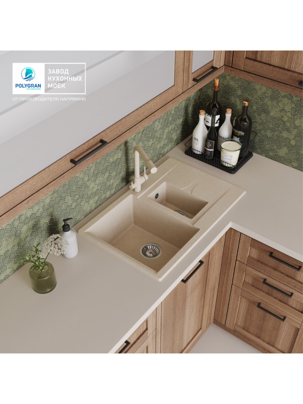 Кухонная мойка Polygran BRIG 770 кремовый интерьер