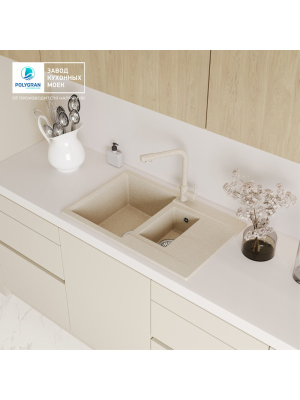 Кухонная мойка Polygran BRIG 770 опал интерьер