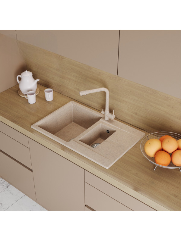 Кухонная мойка Polygran BRIG 770 песочный интерьер 2