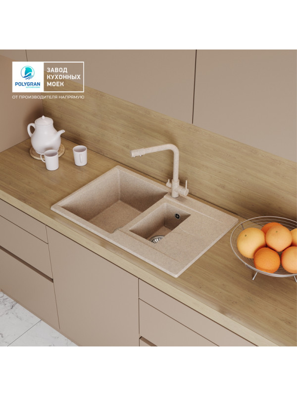 Кухонная мойка Polygran BRIG 770 песочный интерьер