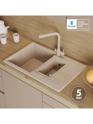 Кухонная мойка Polygran BRIG 770 песочный гарантия