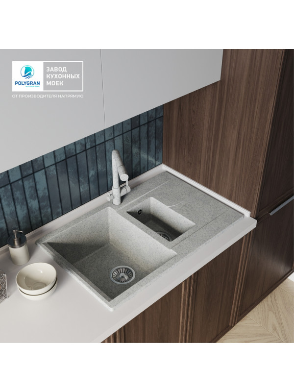 Кухонная мойка Polygran BRIG 770 светло-серый интерьер
