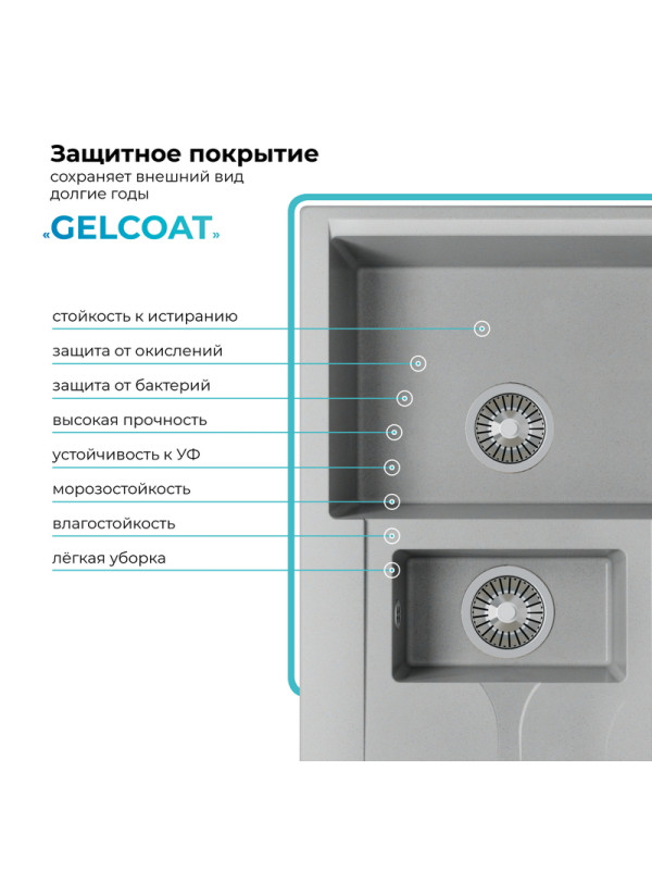 Кухонная мойка Polygran BRIG 770 серый покрытие