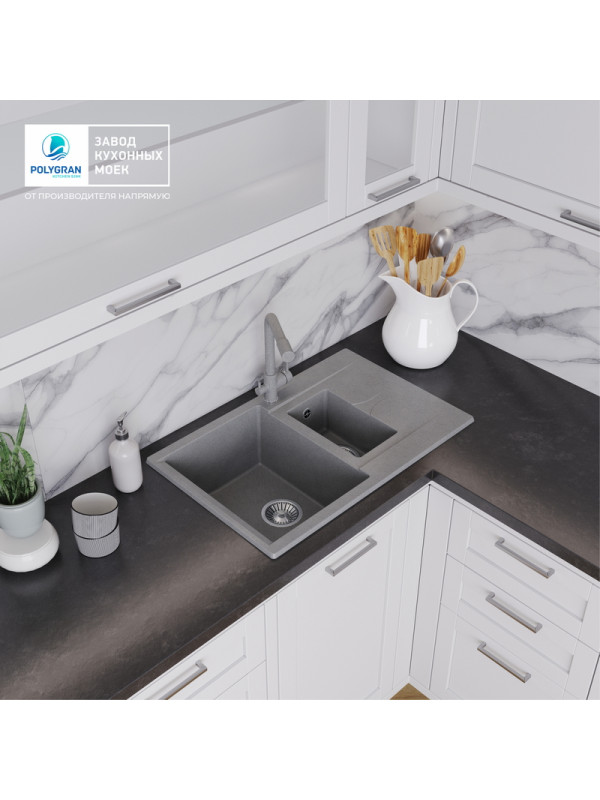 Кухонная мойка Polygran BRIG 770 серый интерьер