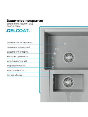 Кухонная мойка Polygran BRIG 770 серый покрытие