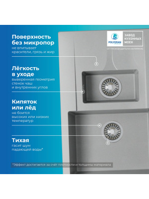Кухонная мойка Polygran BRIG 770 серый преимущества