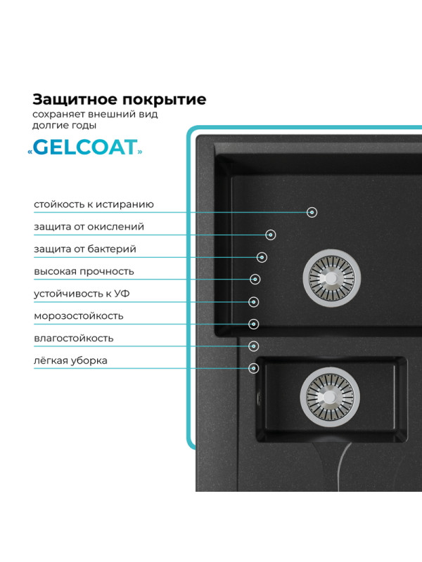 Кухонная мойка Polygran BRIG 770 черный покрытие