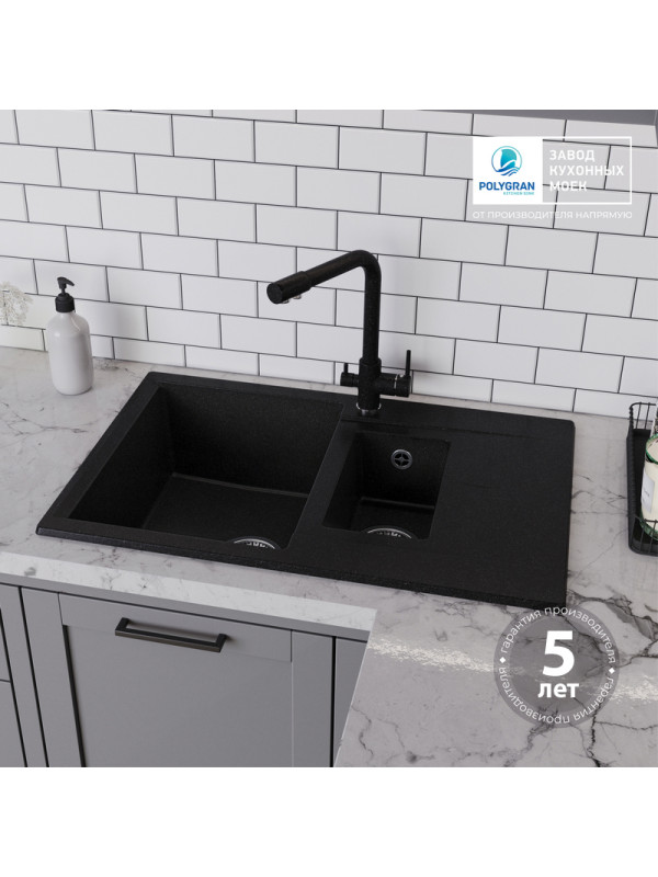 Кухонная мойка Polygran BRIG 770 черный покрытие гарантия