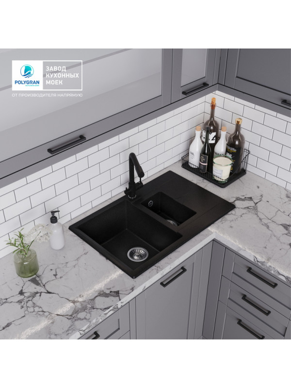 Кухонная мойка Polygran BRIG 770 черный покрытие интерьер