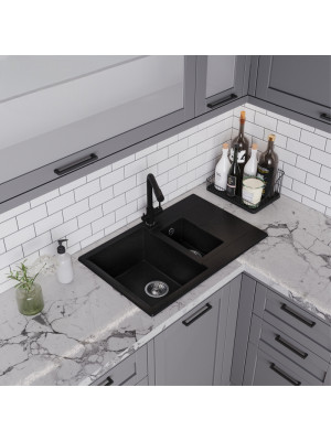 Кухонная мойка Polygran BRIG 770 черный интерьер 2