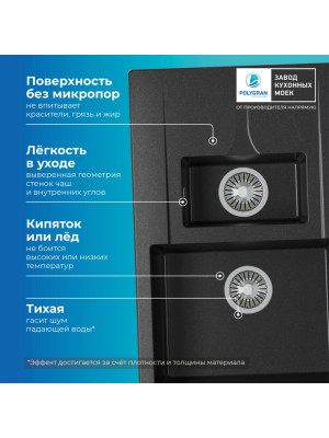Кухонная мойка Polygran BRIG 770 черный преимущества