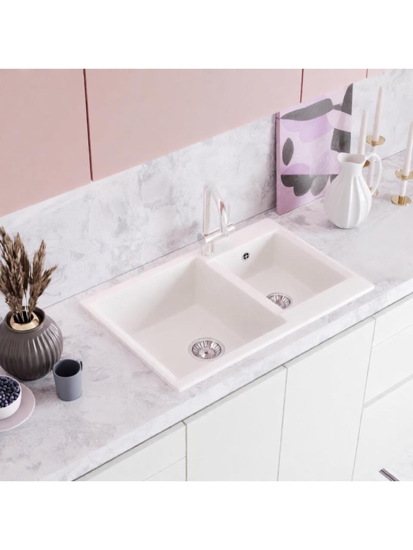 Кухонная мойка Polygran BRIG 772 белый хлопок интерьер