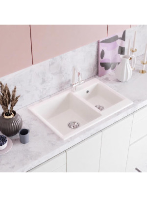 Кухонная мойка Polygran BRIG 772 белый хлопок интерьер