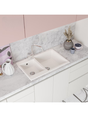 Кухонная мойка Polygran BRIG 772 белый хлопок интерьер 2