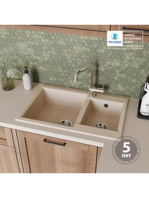 Кухонная мойка Polygran BRIG 772 кремовый гарантмя