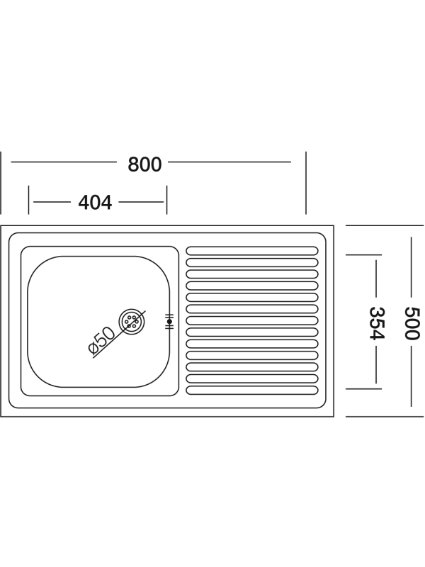 Кухонная мойка КромРус S 416 RUS L нержавеющая сталь схема