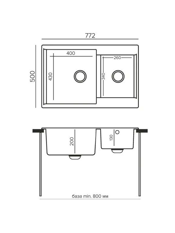Кухонная мойка Polygran BRIG 772 размеры