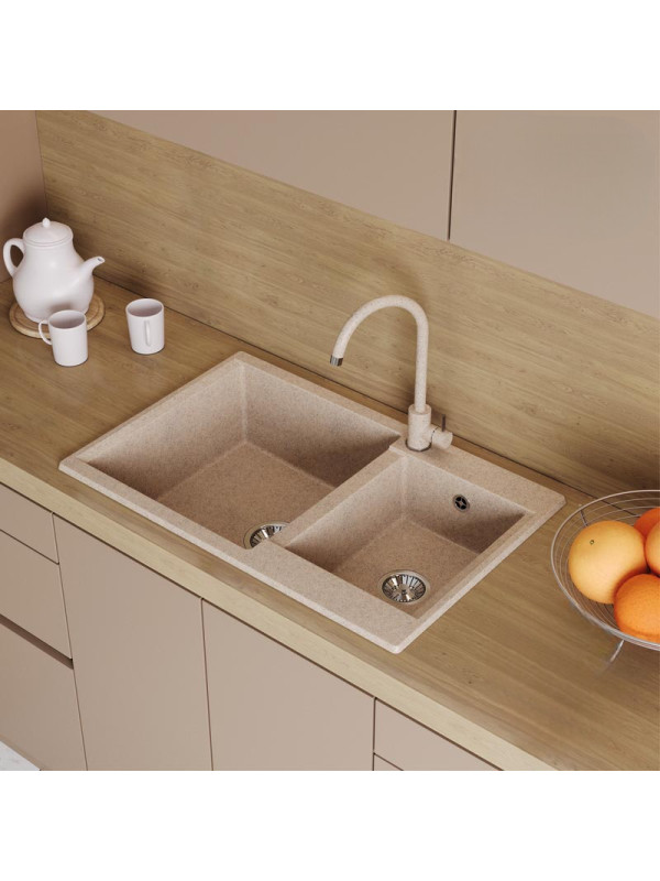 Кухонная мойка Polygran BRIG 772 песочный интерьер