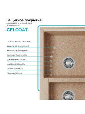 Кухонная мойка Polygran BRIG 772 песочный