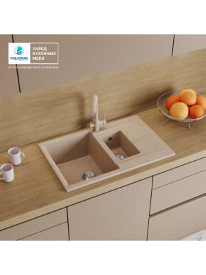 Кухонная мойка Polygran BRIG 772 песочный интерьер