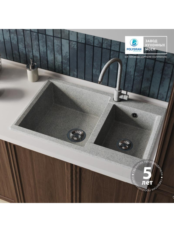 Кухонная мойка Polygran BRIG 772 светло-серый гарантия