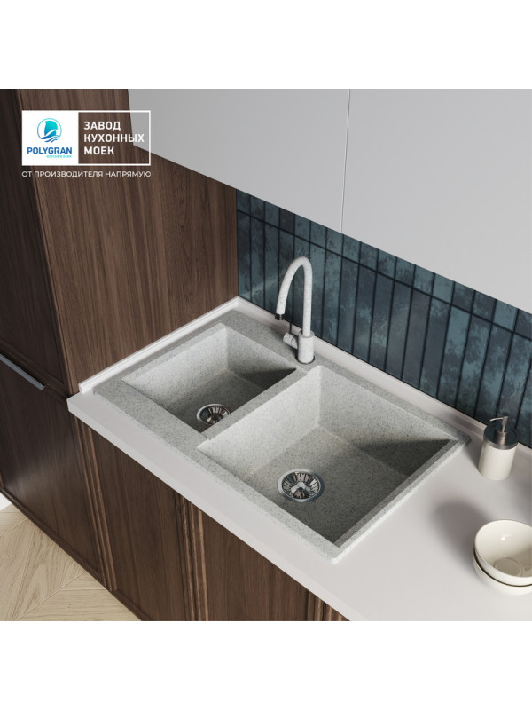 Кухонная мойка Polygran BRIG 772 светло-серый интерьер