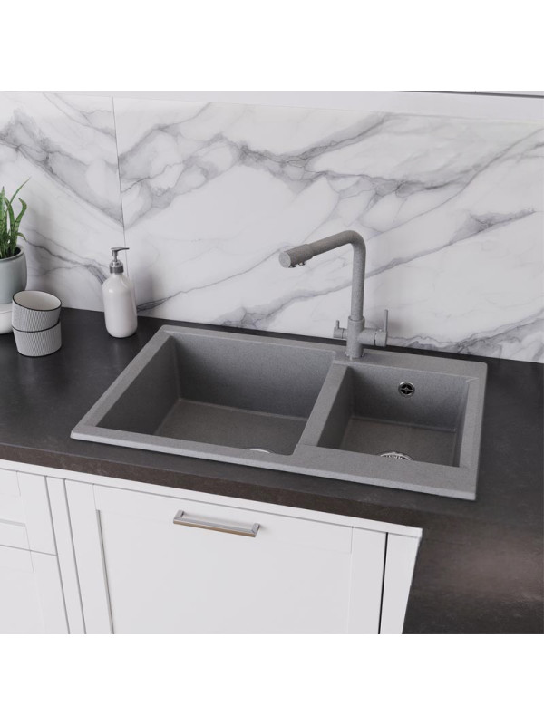 Кухонная мойка Polygran BRIG 772 серый интерьер 2