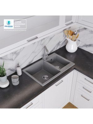 Кухонная мойка Polygran BRIG 772 серый интерьер