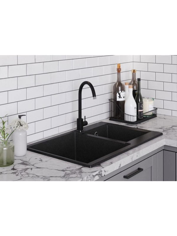 Кухонная мойка Polygran BRIG 772 черный интерьер 2