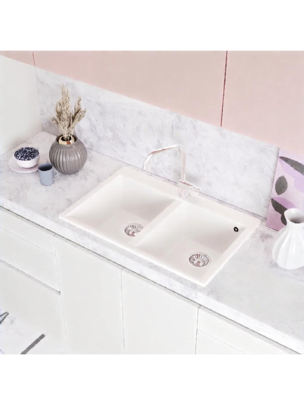 Кухонная мойка Polygran BRIG 790 белый хлопок интерьер 2