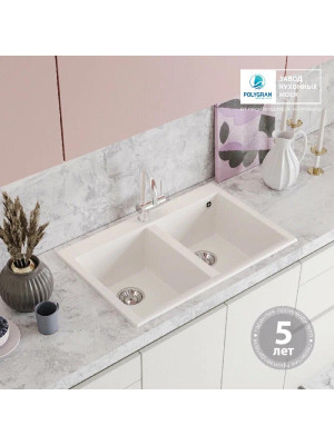 Кухонная мойка Polygran BRIG 790 белый хлопок гарантия